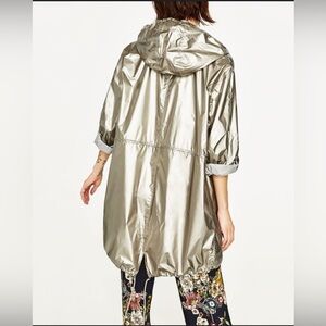 Zara Metallic Silver Hooded Cape